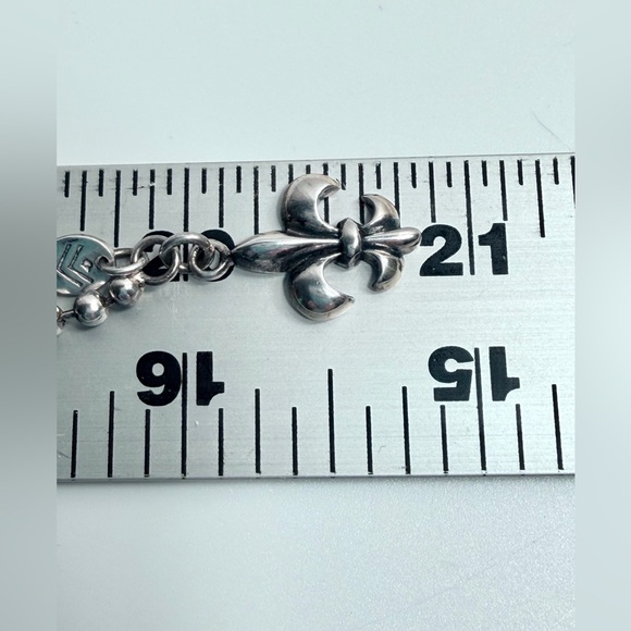 Silpada Rare HTF Sterling Fleur-Dis-Lis Charm Anklet w/Ball-Bead Chain - 9.5” - Picture 11 of 13